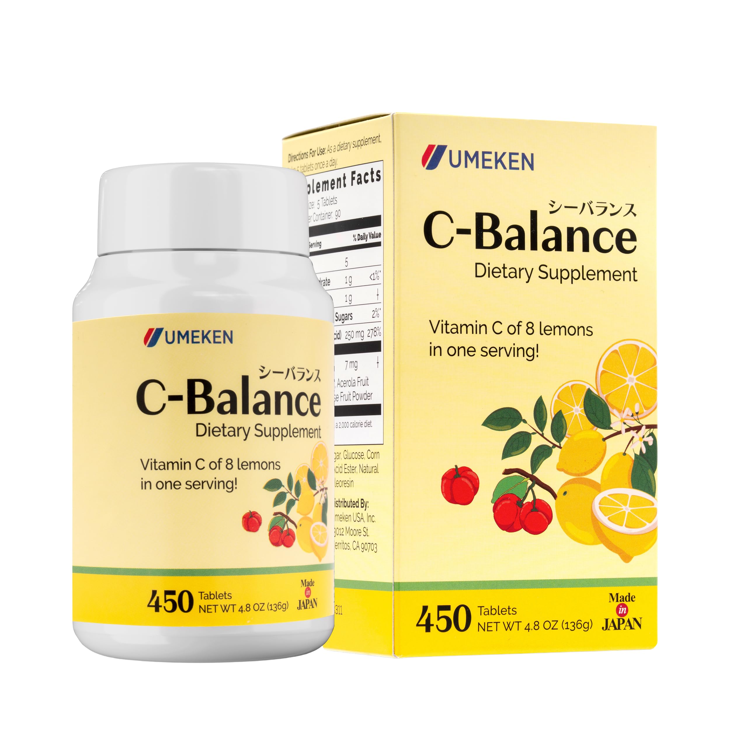 Umeken C-Balance chewables bottle front shows citrus flavor for everyday wellness