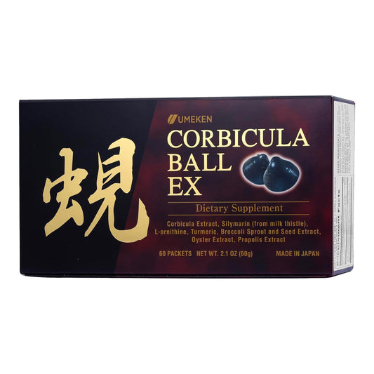 Umeken Corbicula Ball EX box front with 60 packets for daily liver support