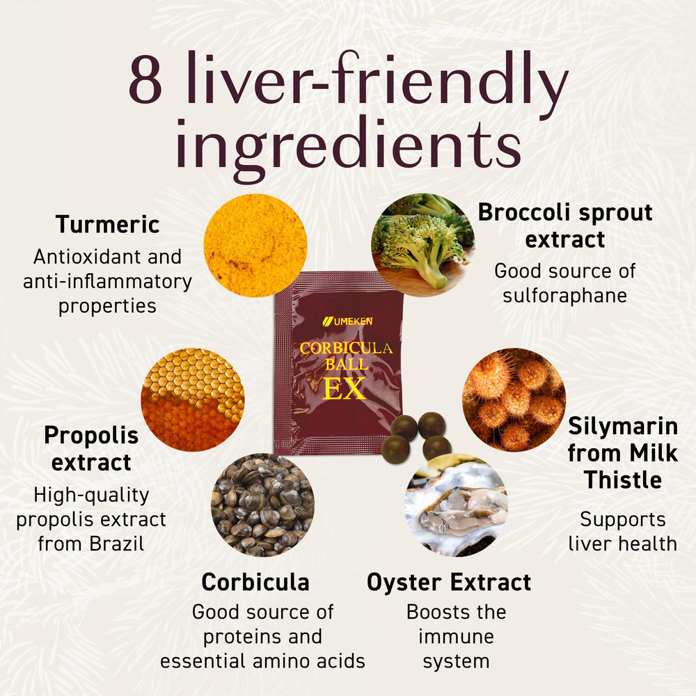 Umeken Corbicula Ball EX propolis and broccoli components highlighted