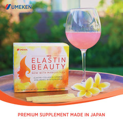 Front of Umeken Elastin Beauty Powder box and 60 sachets.