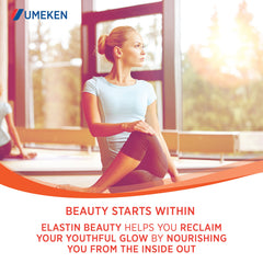 Umeken Elastin Beauty Powder sachet highlights hyaluronic acid for hydration