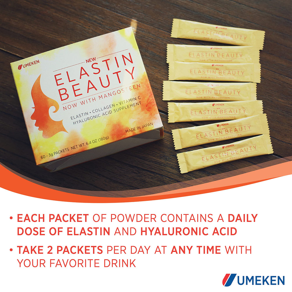 Mangosteen and vitamin C ingredients in Umeken Elastin Beauty Powder for daily antioxidants.