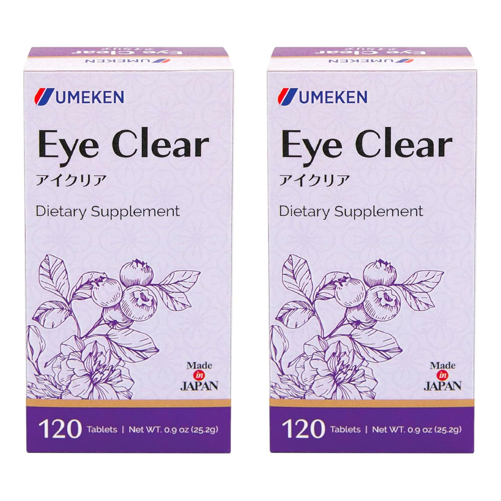 Umeken Eye Clear tablets featuring blueberry extract for daily eye support.