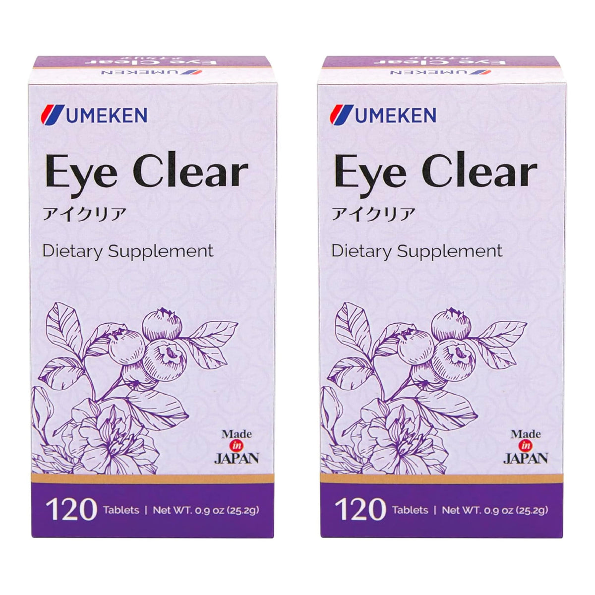 Umeken Eye Clear tablets featuring blueberry extract for daily eye support.
