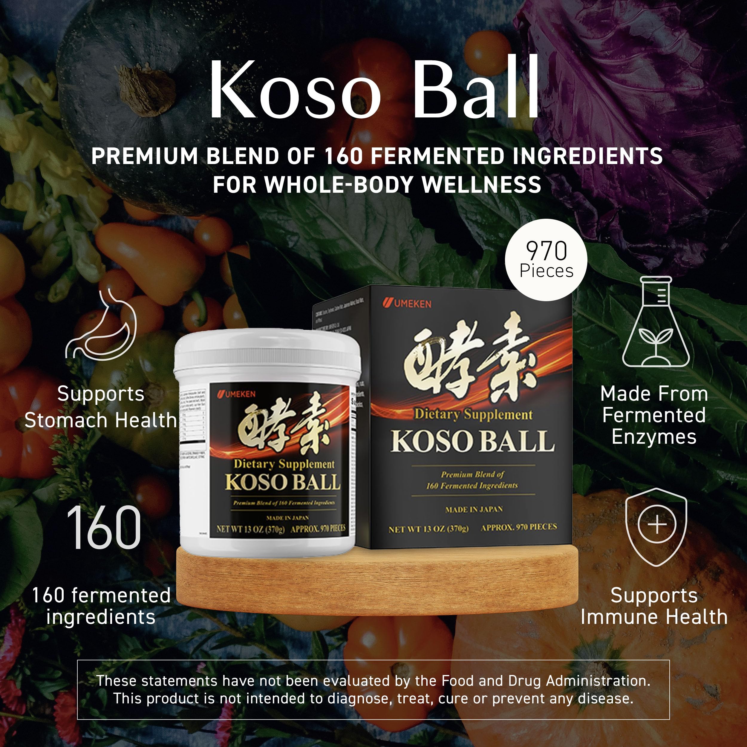 Umeken Koso Ball fermentation steps showing the 3-step process for nutrient uptake.