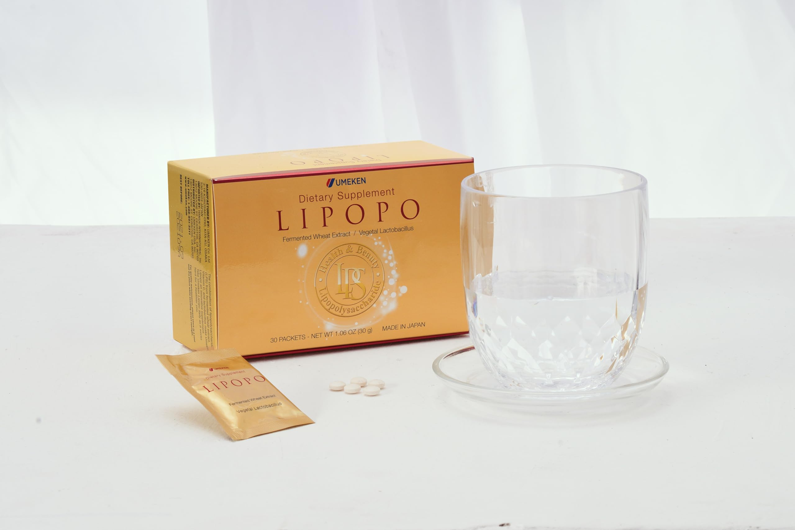 Umeken Lipopo box front showing 90 packets for a three-month supply.
