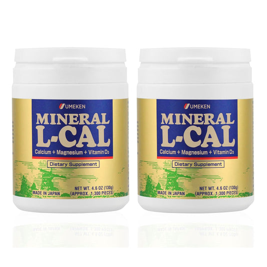 Umeken Mineral L-Cal balls in bottle for daily calcium and D3 intake.