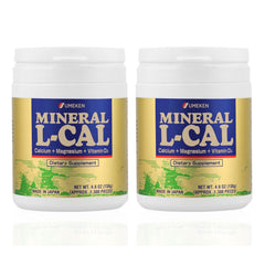 Umeken Mineral L-Cal balls in bottle for daily calcium and D3 intake.