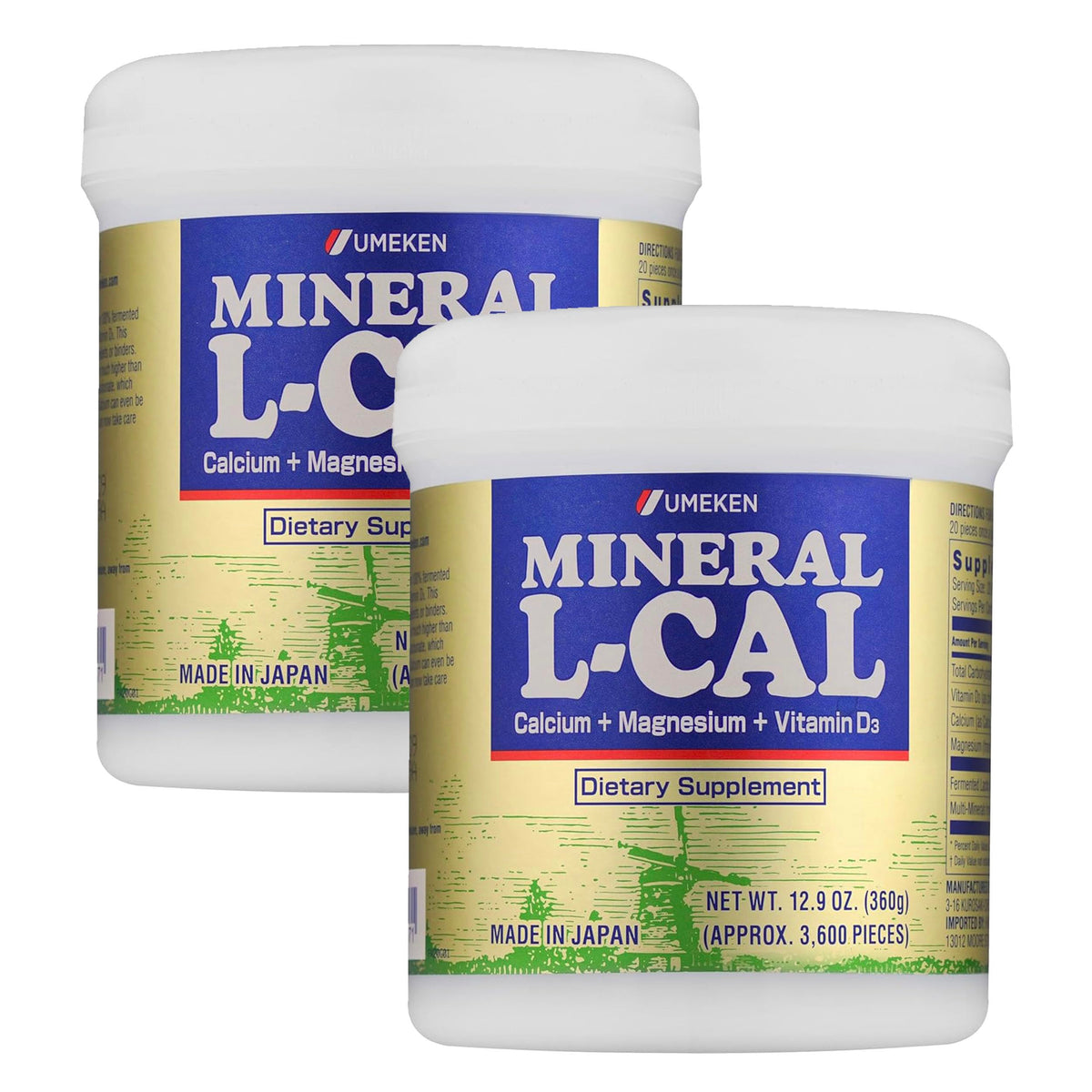 Umeken Mineral L-Cal calcium ball bottle close-up for quick daily absorption.