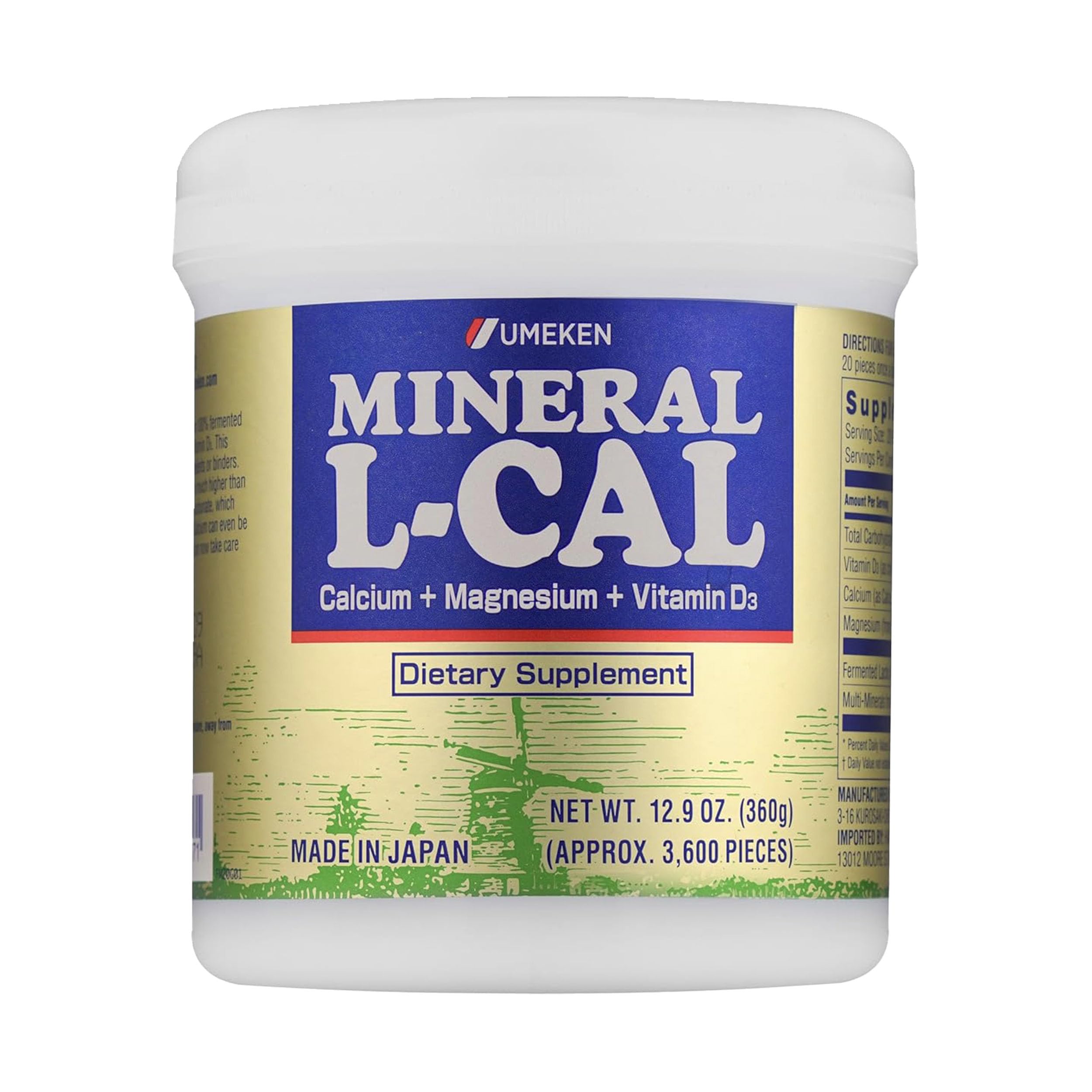 Umeken Mineral L-Cal calcium ball close-up for easy absorption.