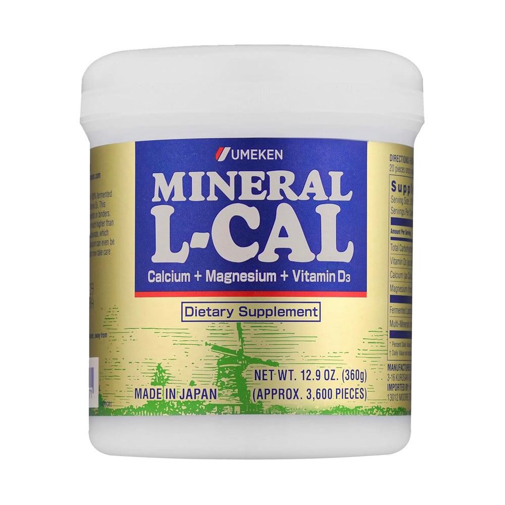 Umeken Mineral L-Cal calcium ball close-up for easy absorption.