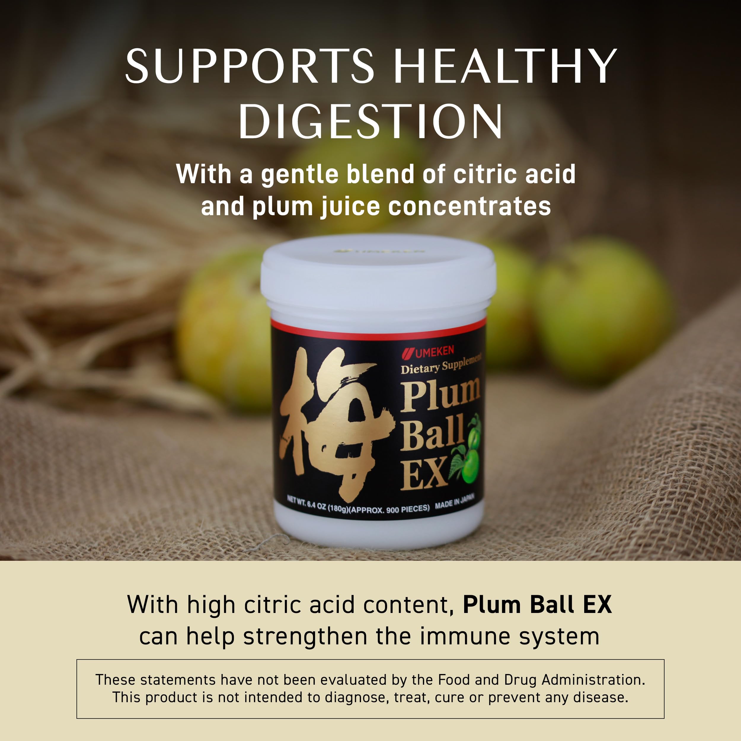 Umeken Plum Ball EX close-up of Japanese plum extract for antioxidant-rich profile