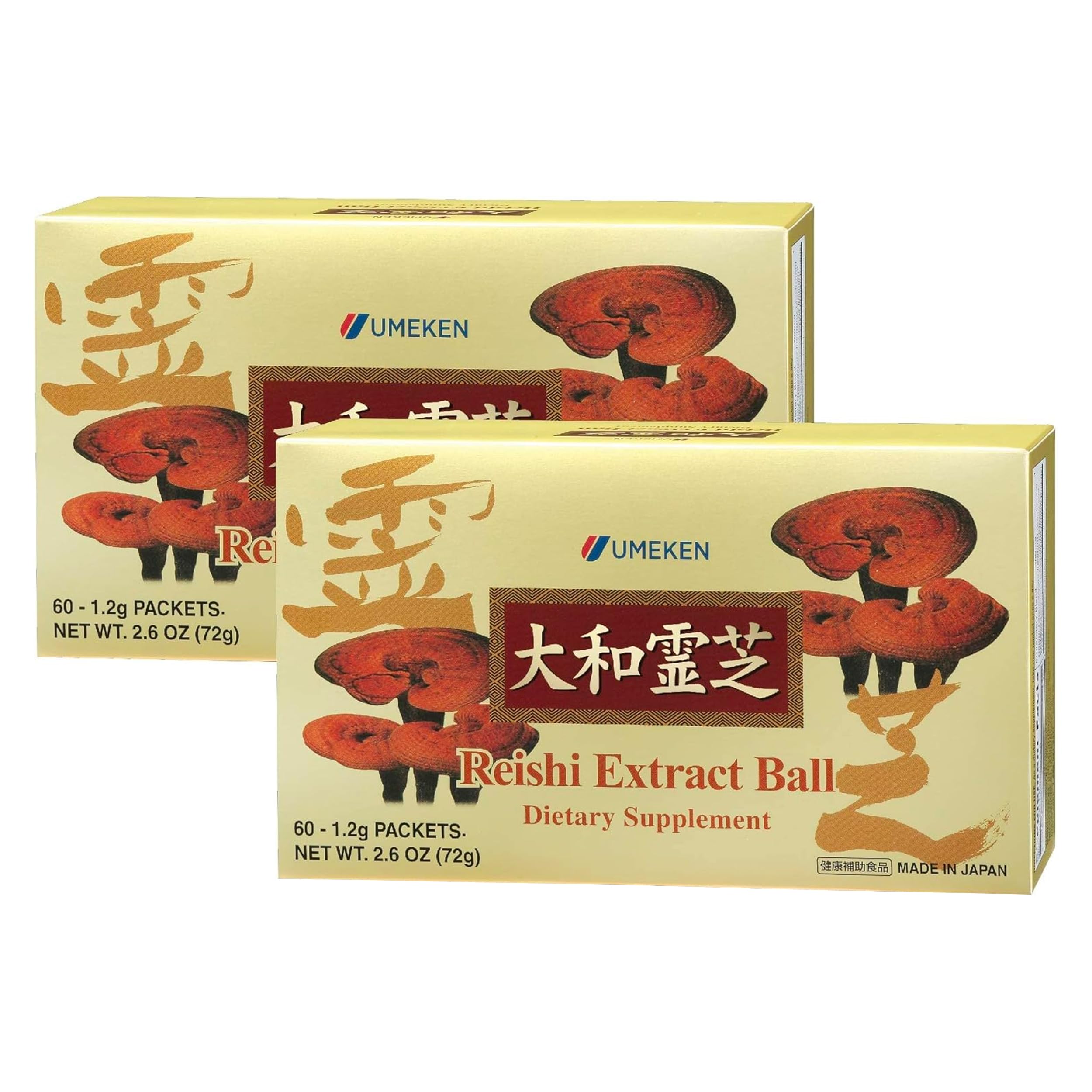 Umeken Reishi balls packaging for convenient daily use.