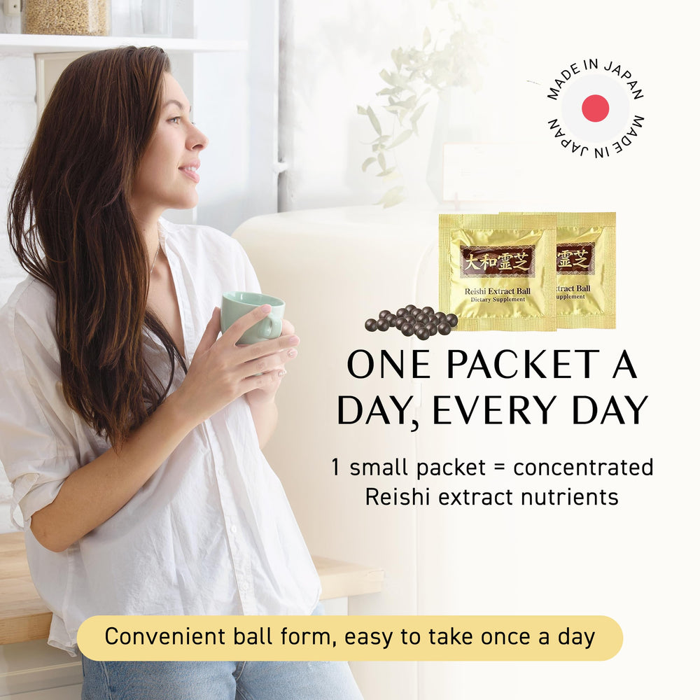 Umeken Reishi extract packets open, easy access for daily use and routine.
