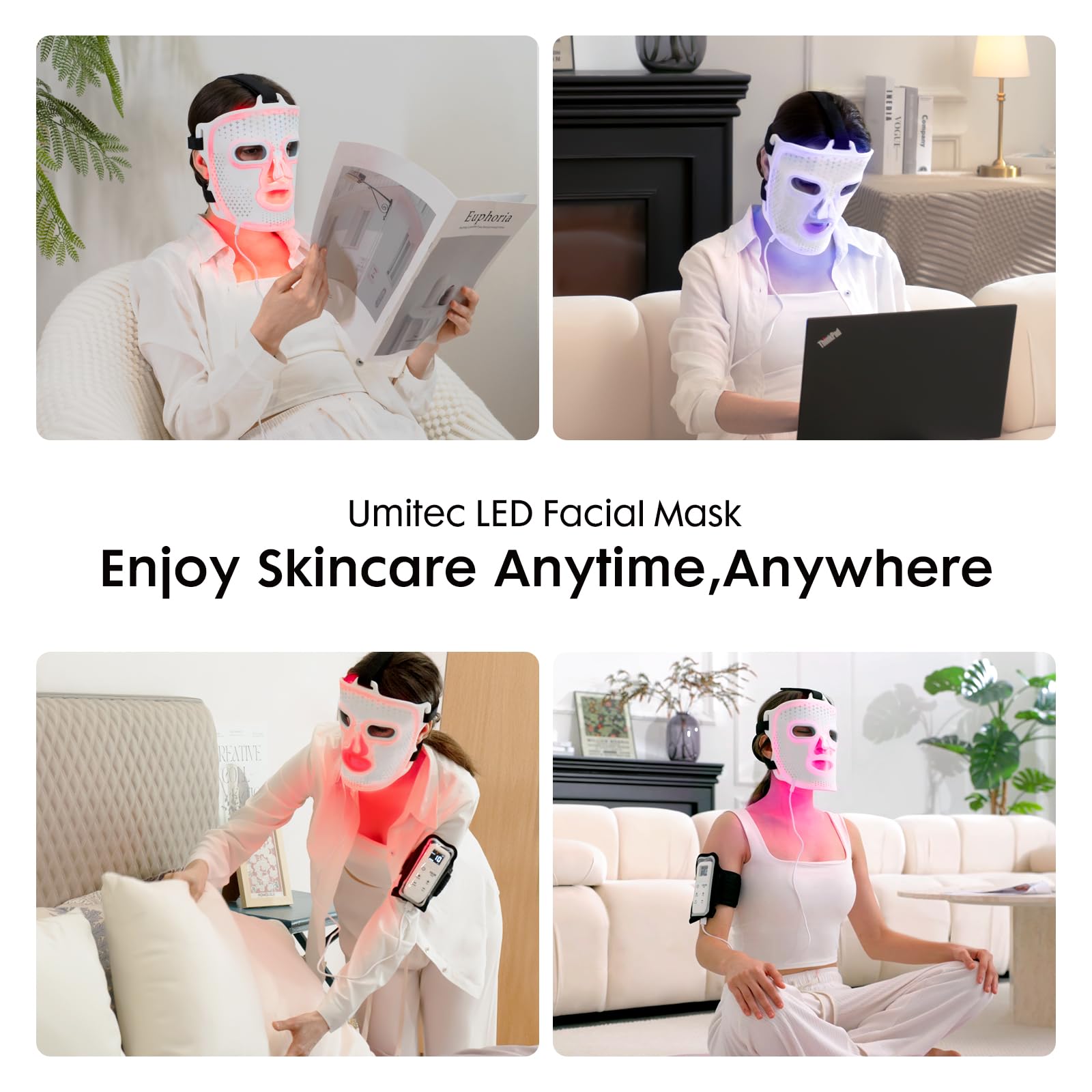 Umitec mask worn during meditation for relaxation.