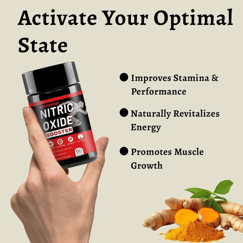 Umizze Nitric Oxide Booster bottle shown for energy and performance support.