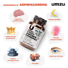 Front label of UMZU Ashwagandha Prolanza emphasizes standardized extract.
