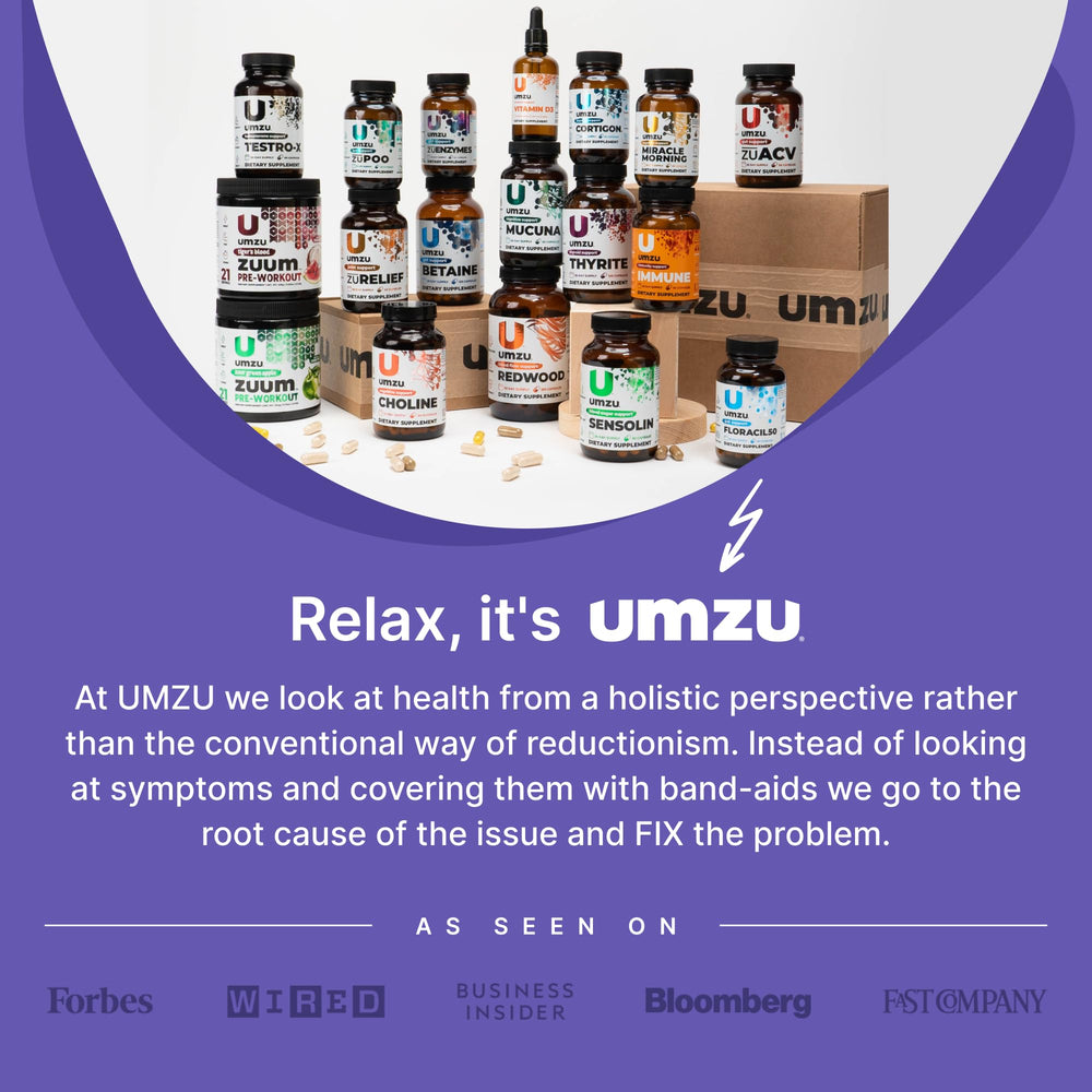 UMZU Daily Magnesium facts panel emphasizing enzyme support and muscle function