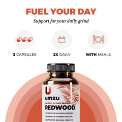 UMZU Redwood ingredients pine bark shown on package for vascular support