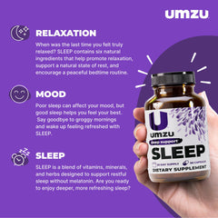 UMZU Sleep capsules dispensed suggest easy nightly use for bedtime relaxation