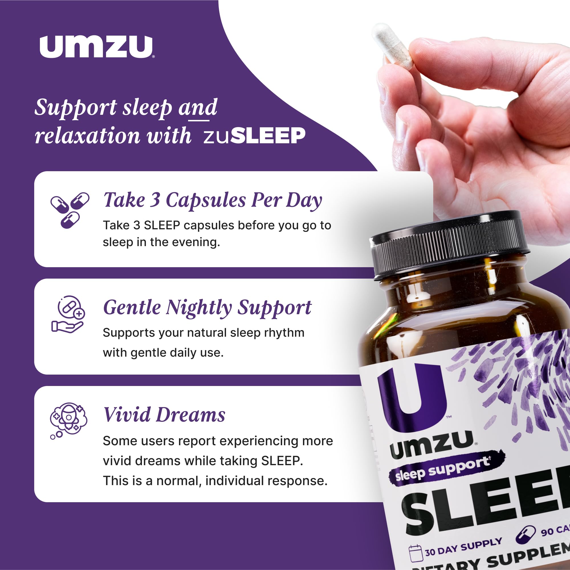 UMZU Sleep night scene evokes a peaceful end-of-day routine