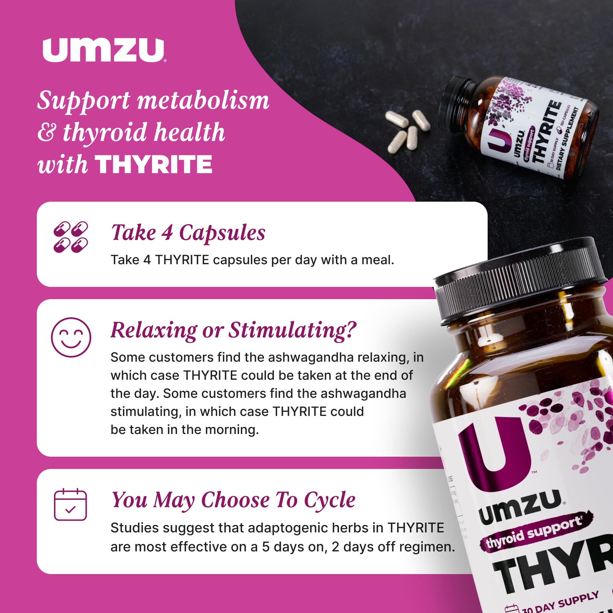 UMZU Thyrite packaging and bottle set for daily use