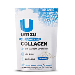 UMZU zuCollagen 20g protein per scoop for daily lean muscle support.
