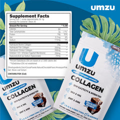 UMZU zuCollagen chocolate stirred into coffee for flavor