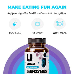 UMZU zuEnzymes meal-digestive-support image focused on complex meals and dairy