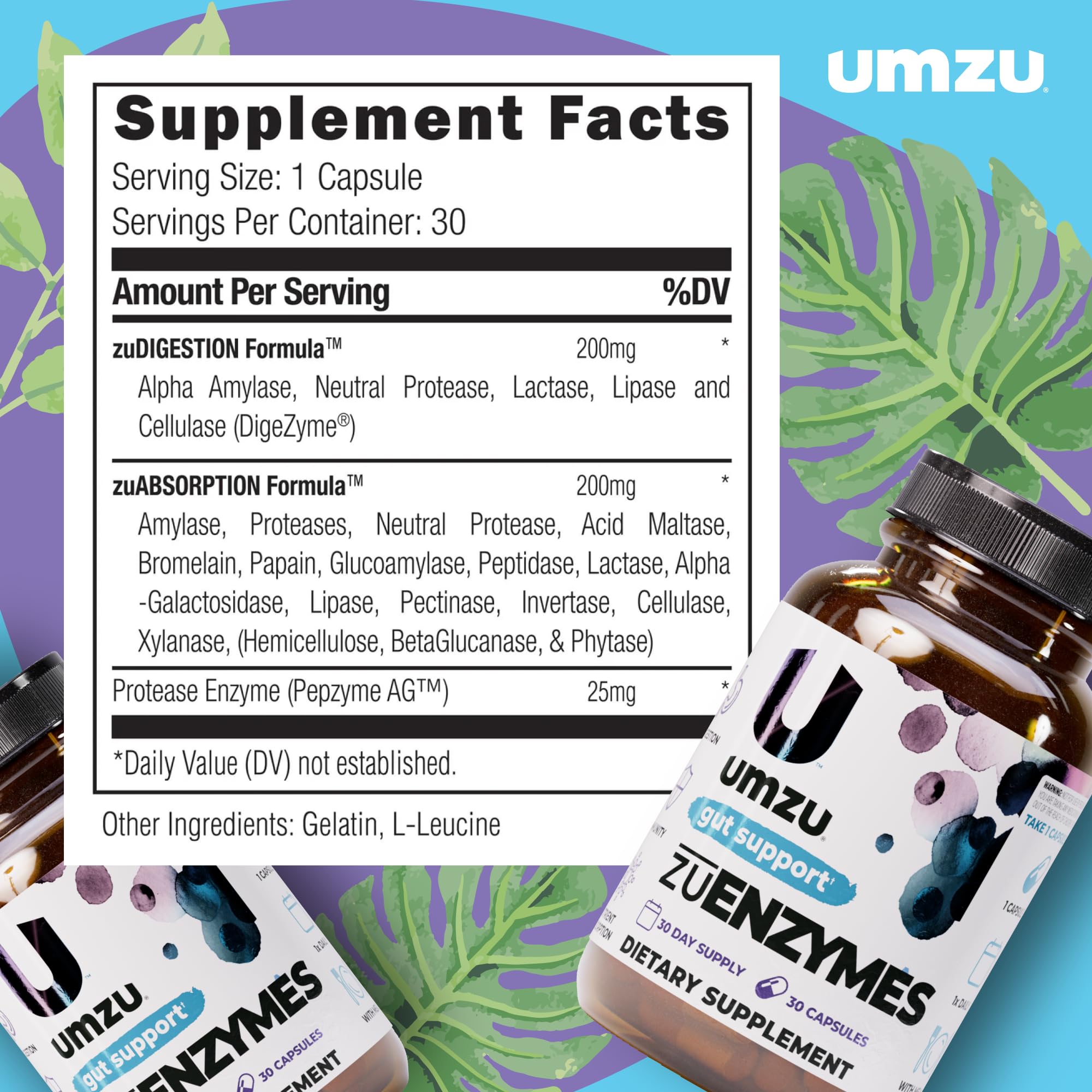 UMZU zuEnzymes pour image showing easy one-capsule daily use