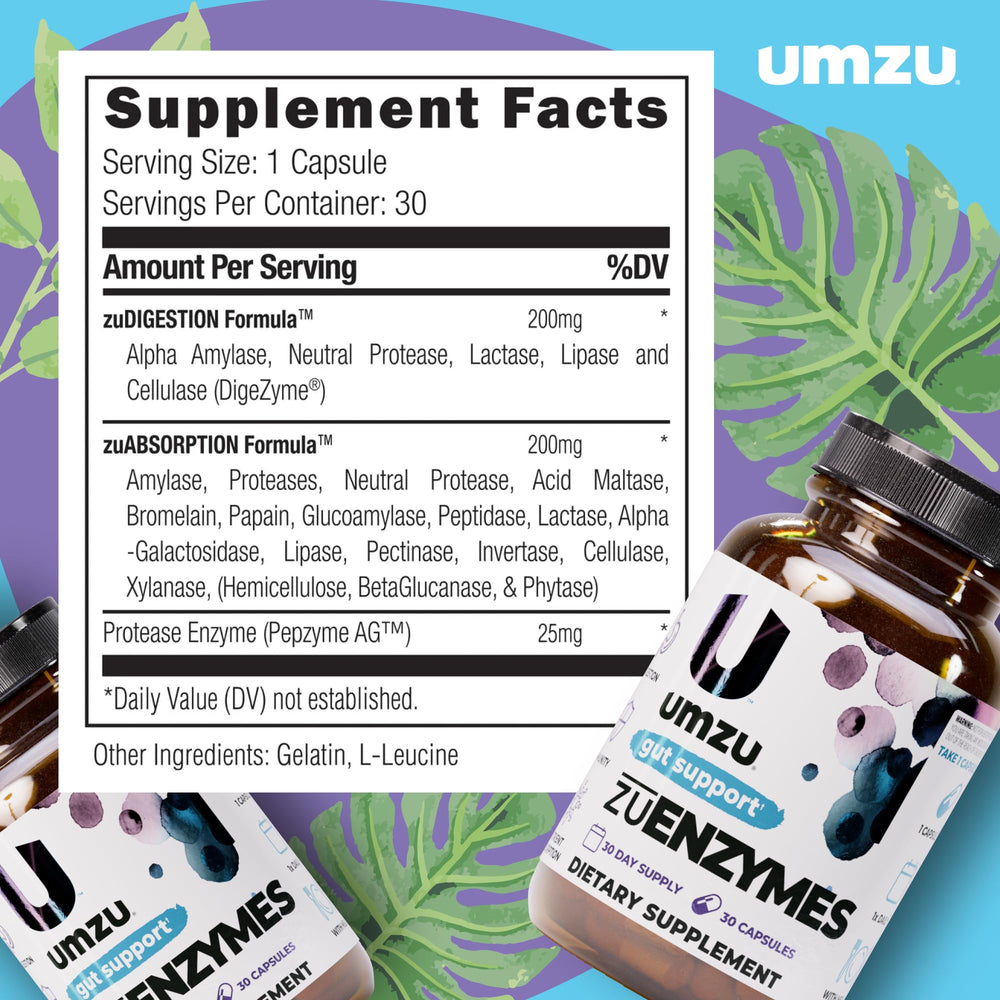 UMZU zuEnzymes pour image showing easy one-capsule daily use