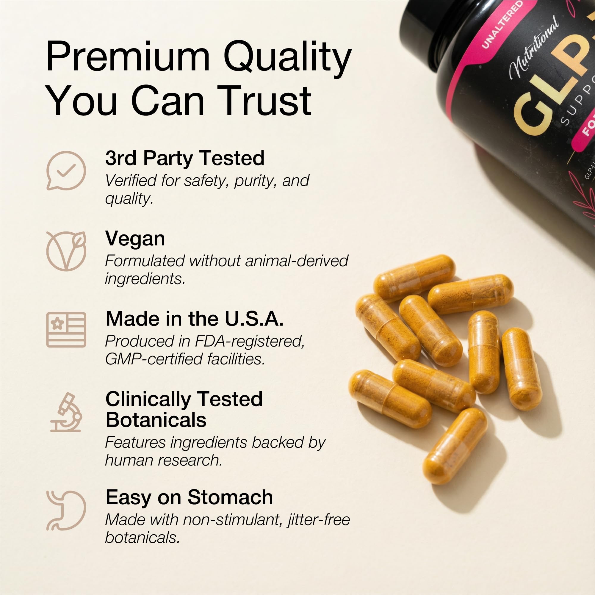UNALTERED GLP-1 bottle with green coffee extract emphasis on appetite balance