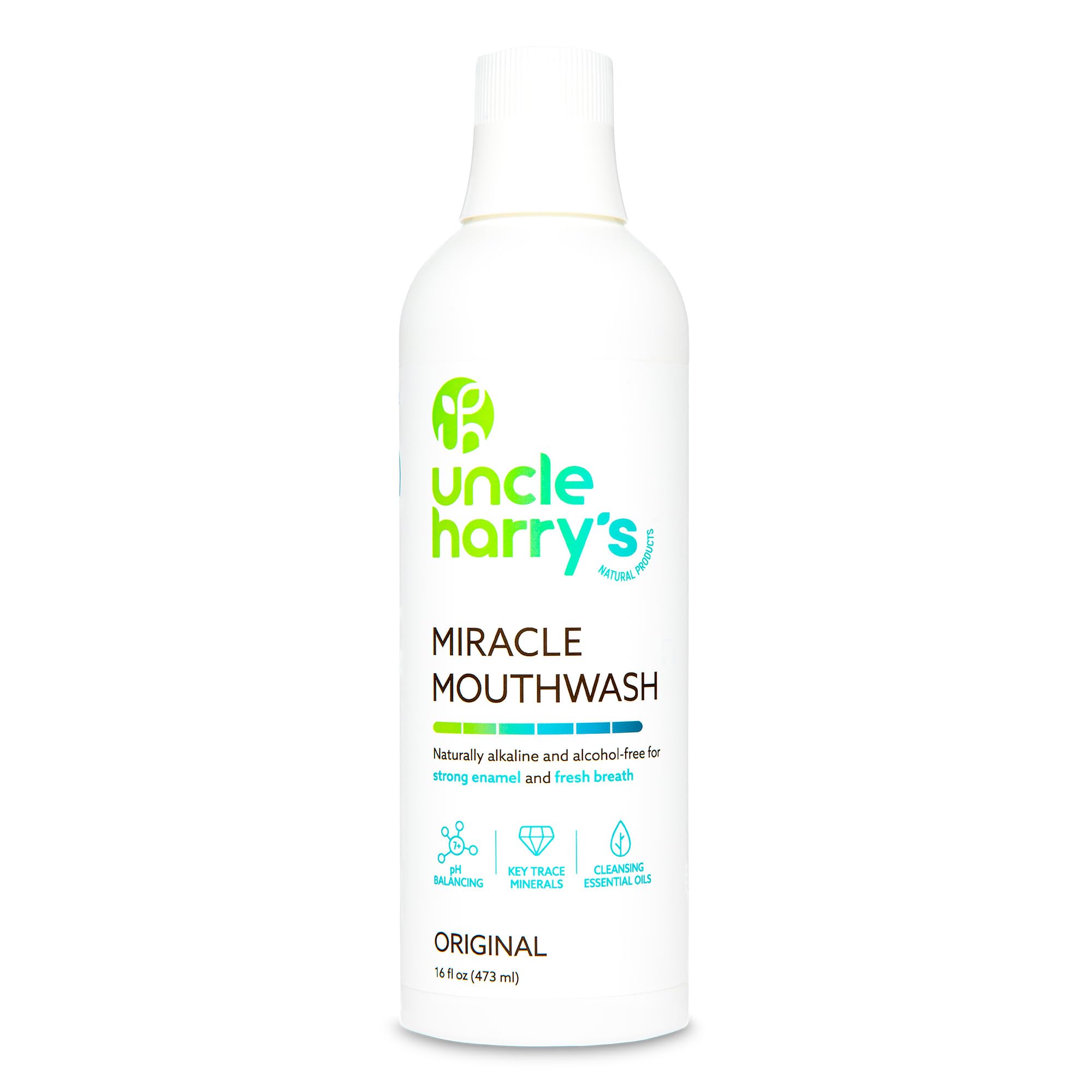 Uncle Harry's Miracle Mouthwash bottle ready for daily fresh breath