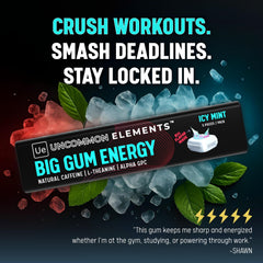Uncommon Elements Big Gum Energy gym scene suggests on-the-go performance between sets