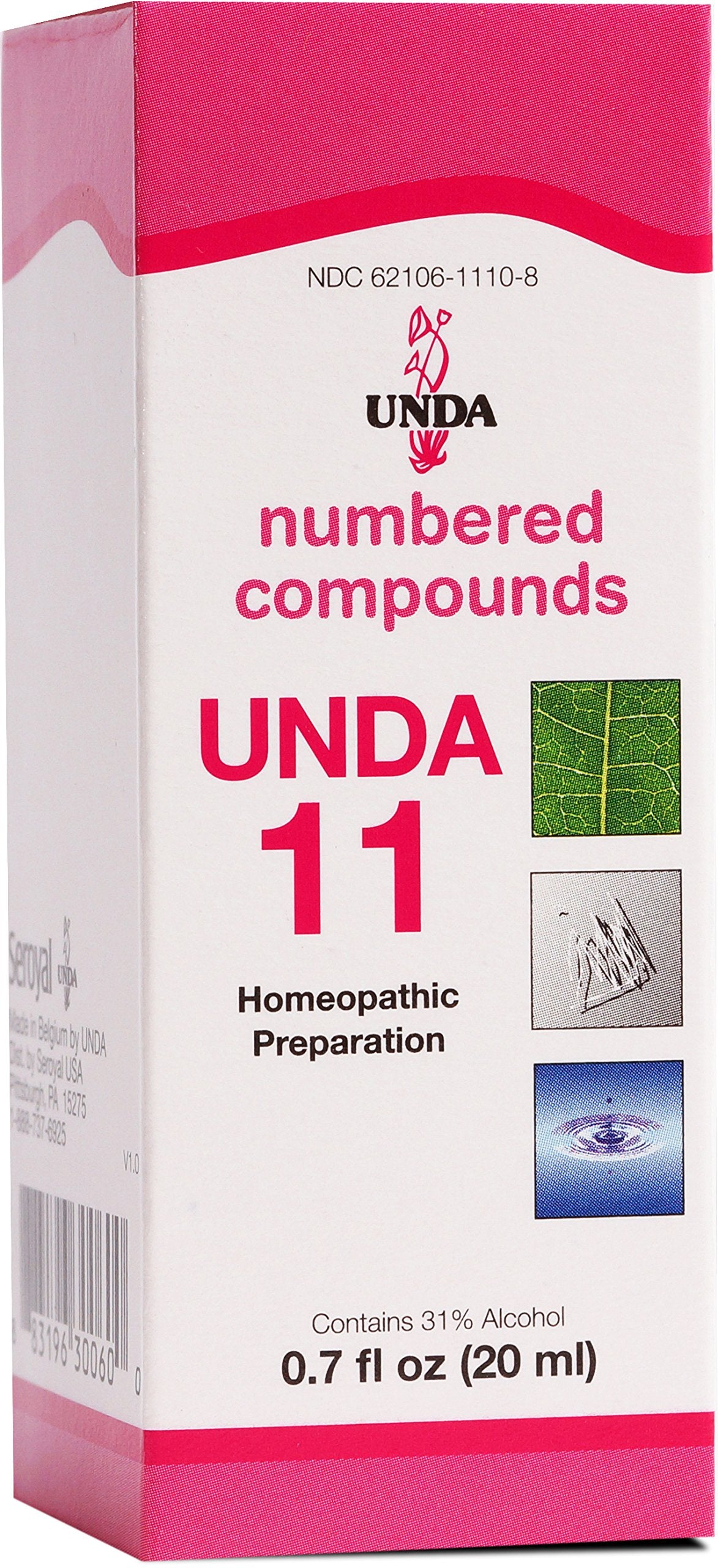 UNDA 11 Numbered Compounds bottle close-up highlighting pure biodynamic ingredients for gentle support