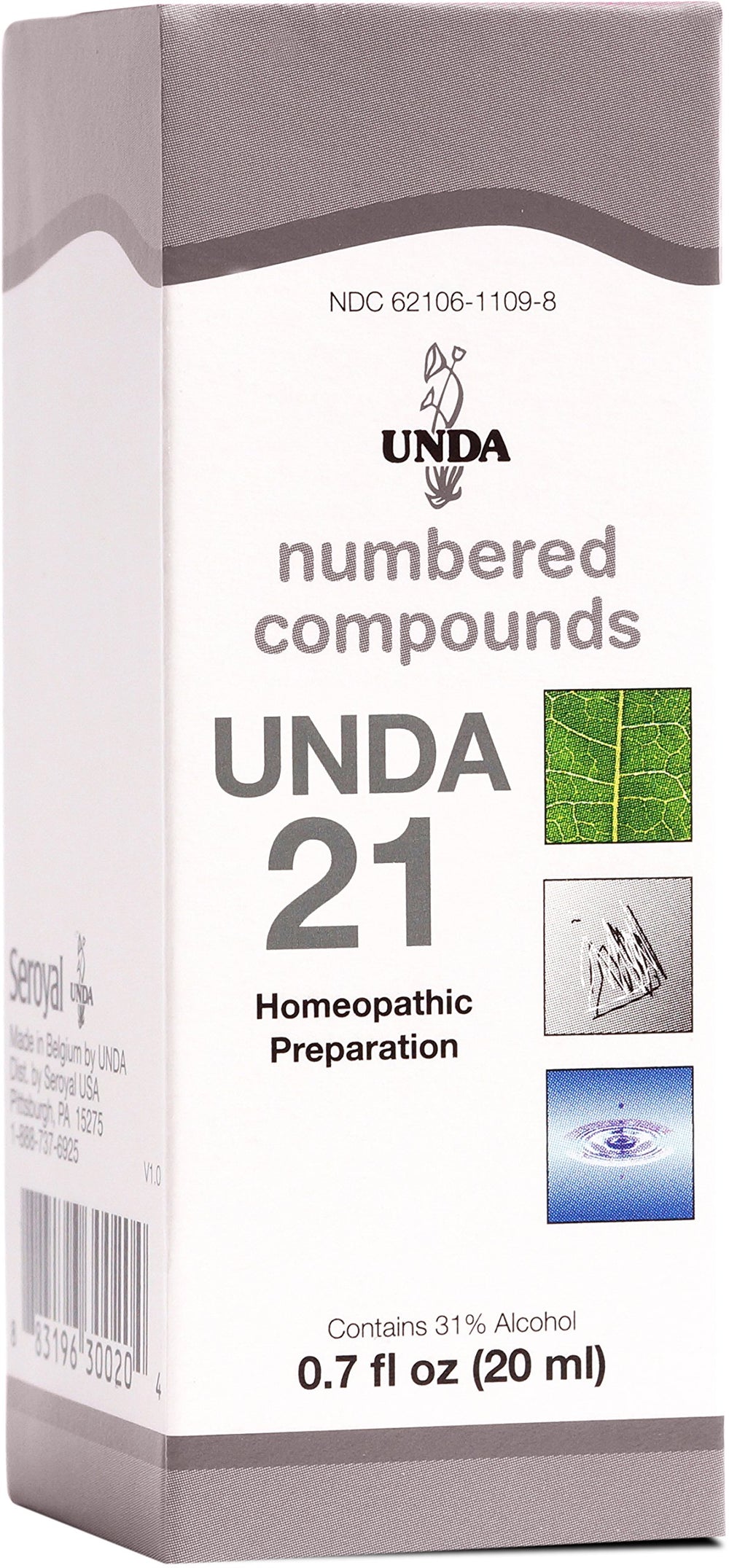 UNDA 21 Numbered Compounds bottle, potential immune and vitality support