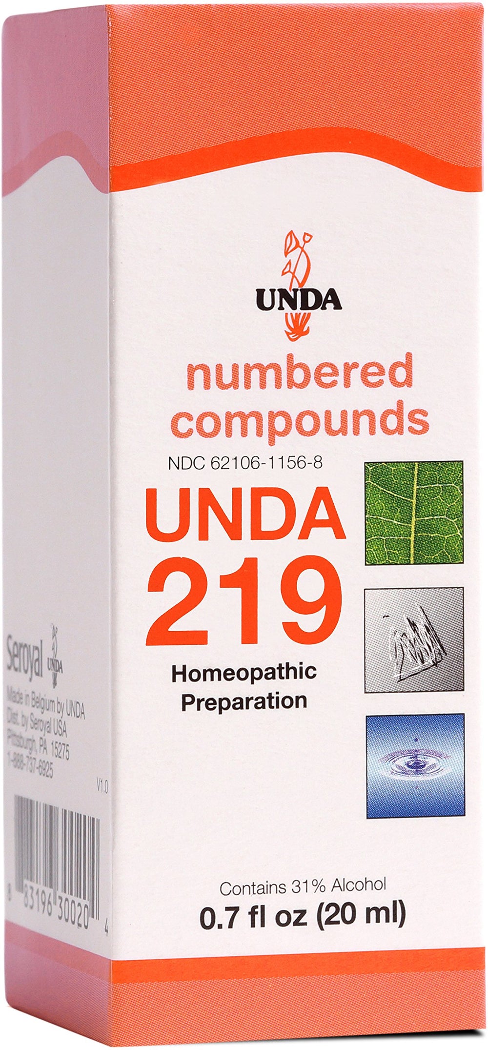 UNDA 219 numbered compounds bottle for convenient home use and potential immune support