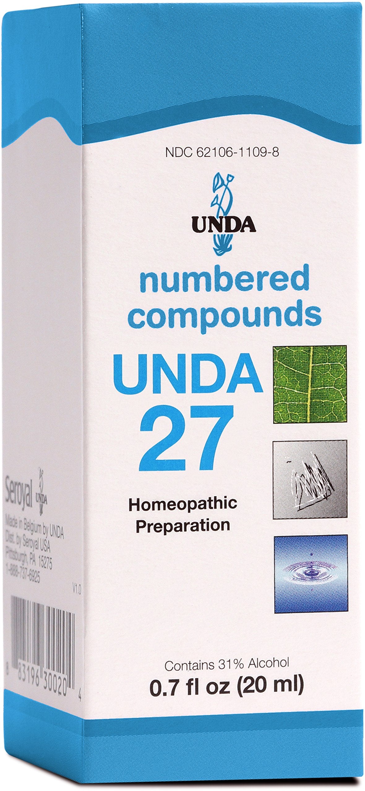UNDA 27 Numbered Compounds bottle with dropper for easy, precise dosing.