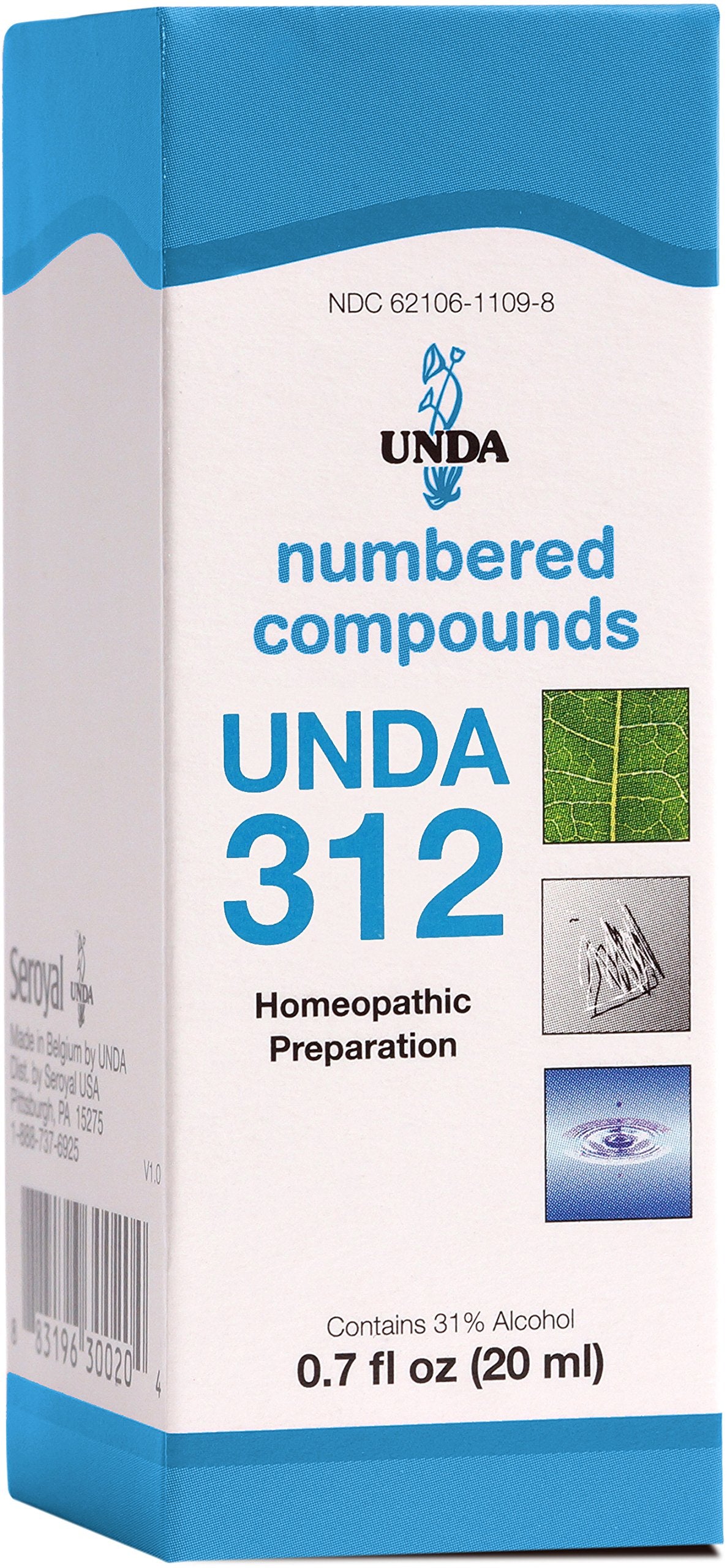 UNDA 312 Numbered Compounds bottle front for convenient homeopathic use and gentle daily practice