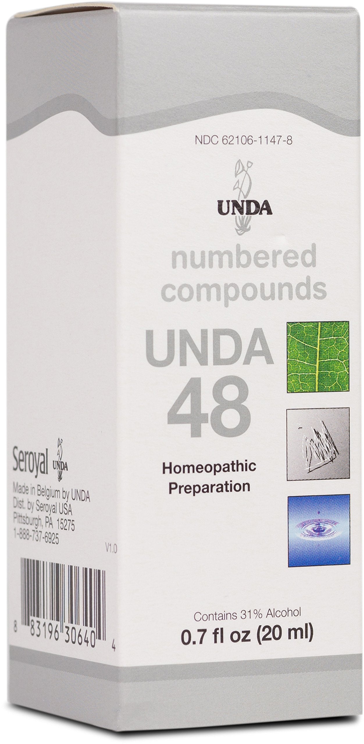 UNDA 48 Numbered Compounds bottle for daily wellness support