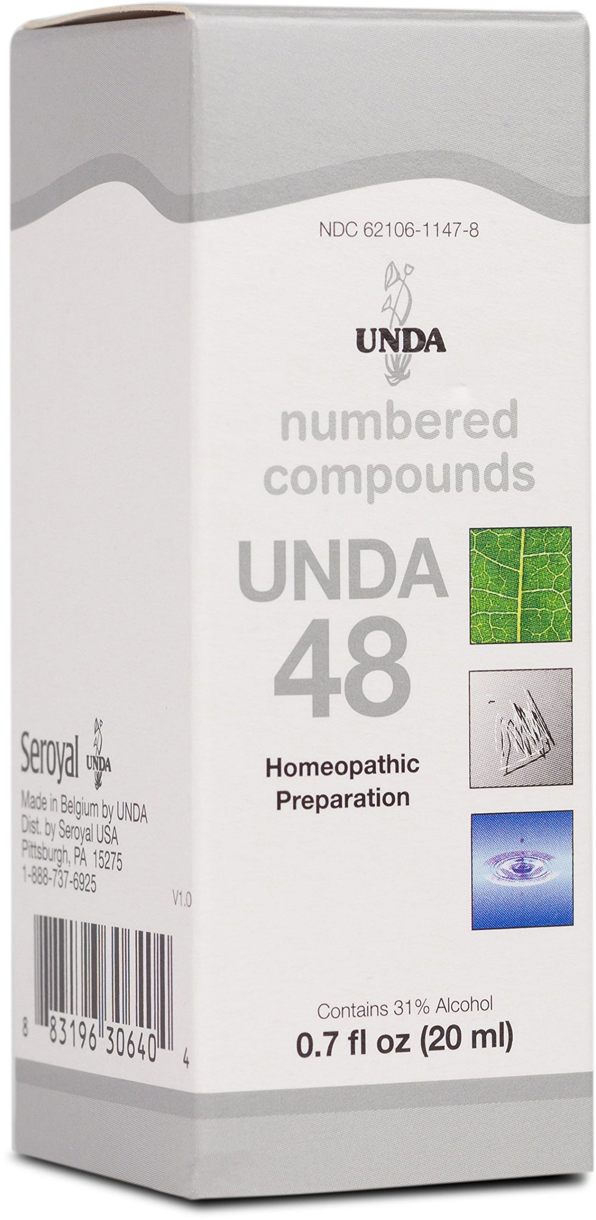 UNDA 48 Numbered Compounds bottle for daily wellness support
