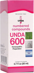 UNDA 600 Numbered Compounds bottle front for holistic wellness support
