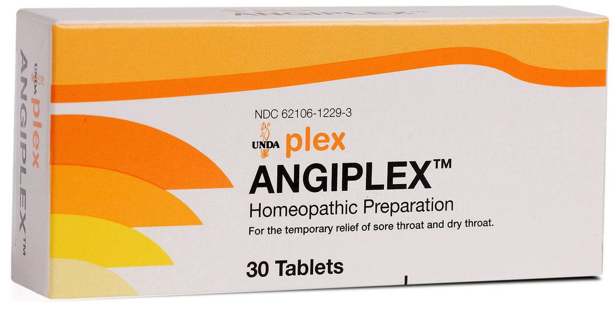 UNDA Angiplex bottle front for portable throat support.