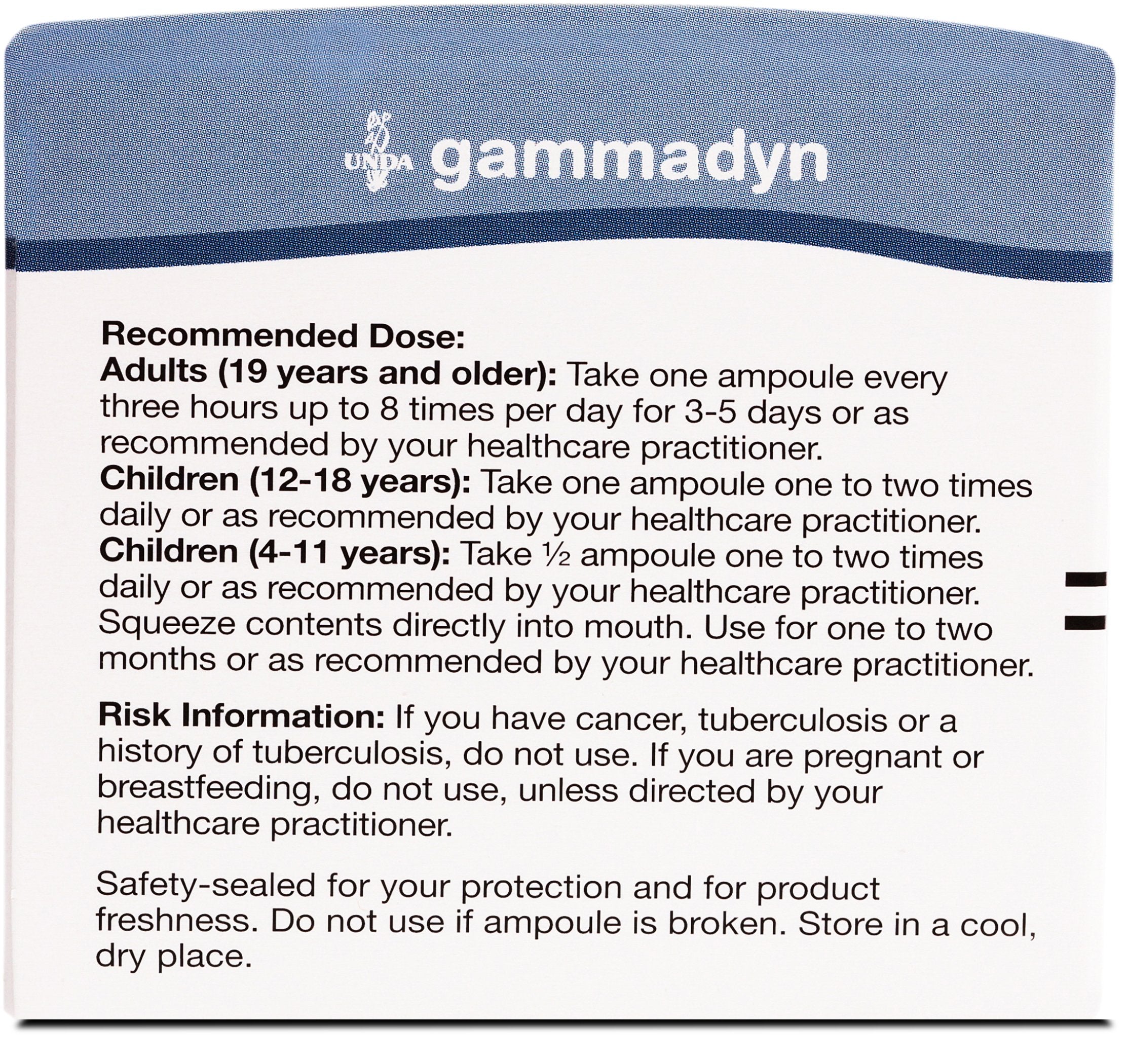 UNDA GAMMADYN Mn ampoules close-up highlighting stability and bioavailability