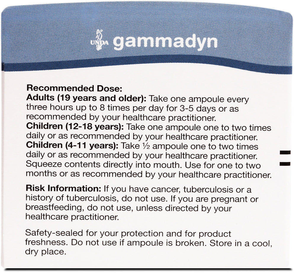 UNDA GAMMADYN Mn ampoules close-up highlighting stability and bioavailability
