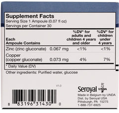 Close-up of UNDA Gammadyn Zn-Cu ampoules highlighting compact daily dose.