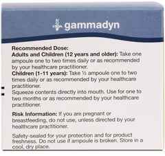 Label close-up of UNDA Gammadyn Zn-Cu emphasizing purity and sourcing.