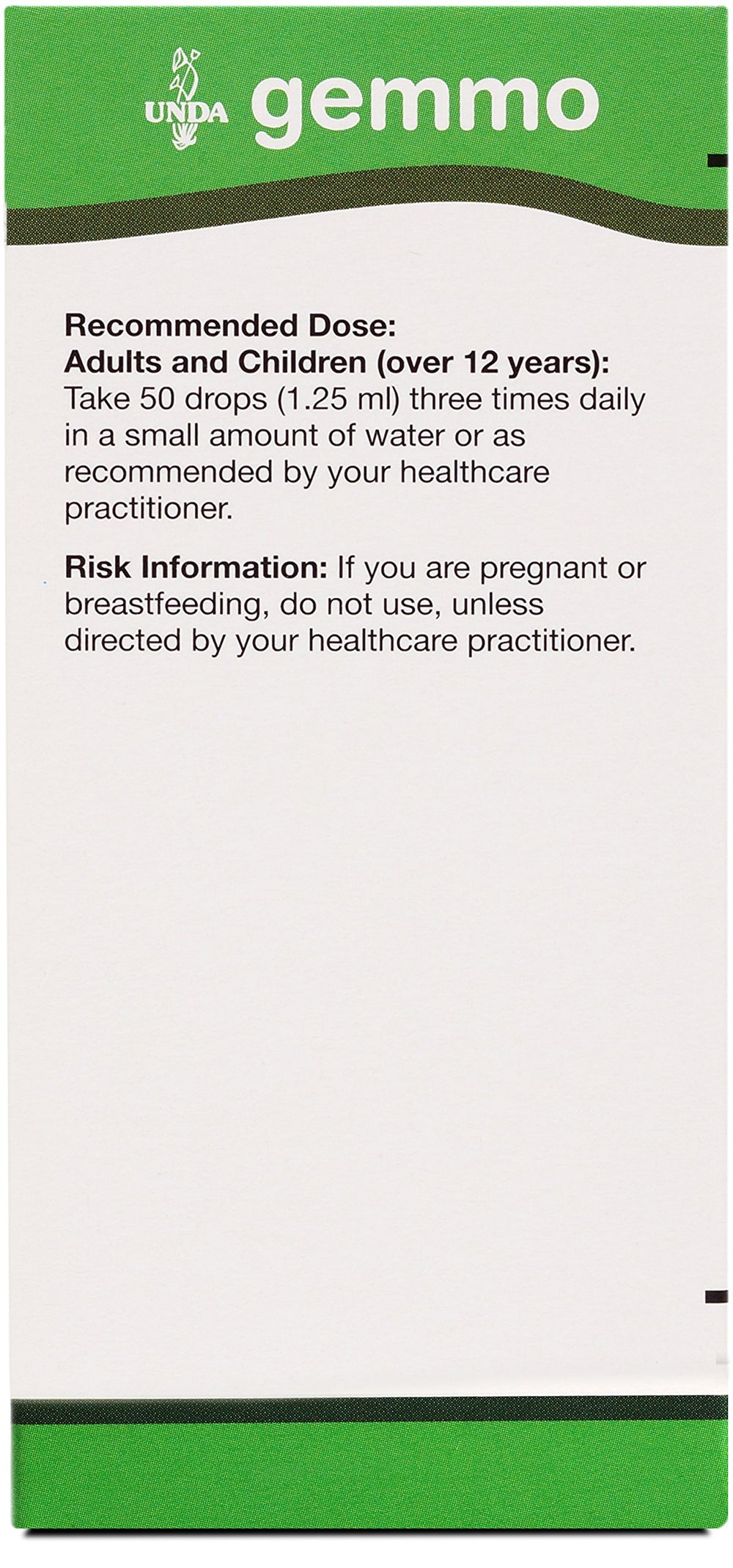 UNDA Gemmo Therapy label details biodynamic ingredients and dosage information.