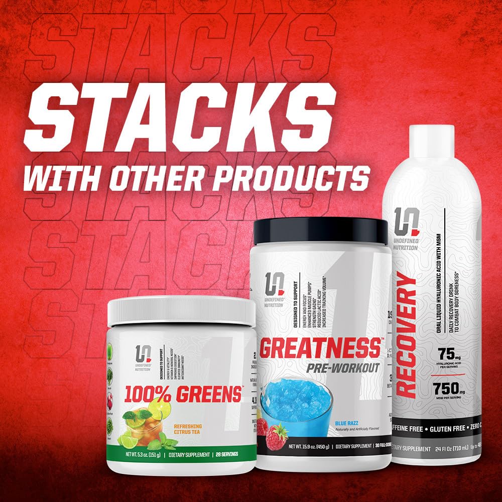Undefined Nutrition Brian Shaw-branded tub showcases premium daily greens.