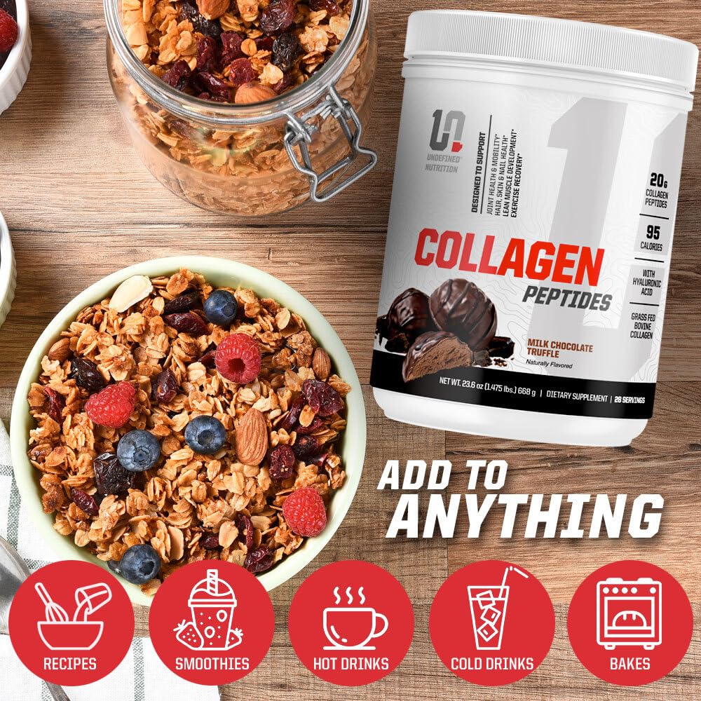 Undefined Nutrition Collagen Peptides mixed coffee cup blends easily into morning routine.